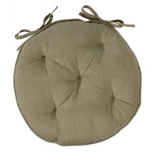 Linen colour round chair pad with ties Linen colour round chair pad with ties