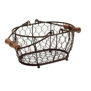 Provence Brown Oval Chicken Wire Basket - Small Provence Brown Oval Chicken Wire Basket - Small