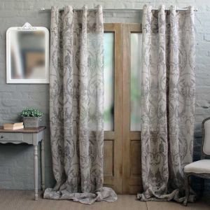 Linen Eyelet Voile Curtain - Toile de Jouy Linen Eyelet Voile Curtain - Toile de Jouy