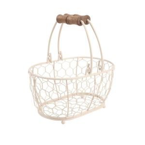 Provence cream oval chicken wire basket - small Provence cream oval chicken wire basket - small