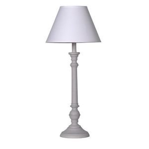 Grey turned lampbase with ivory shade