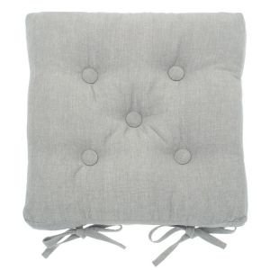 Mid Grey Buttoned Chair Pad with ties Mid Grey Buttoned Chair Pad with ties