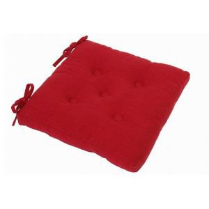 Square buttoned chair pad with ties- Red Square buttoned chair pad with ties- Red