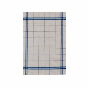 French Tea Towel Linen Blue and Linen Check