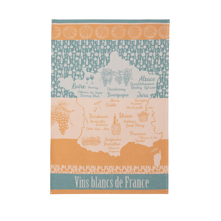 Vins blancs de France tea towel