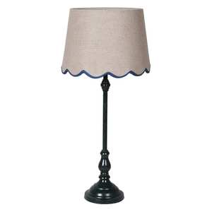 Table Lamp with Blue trim scalloped linen shade 